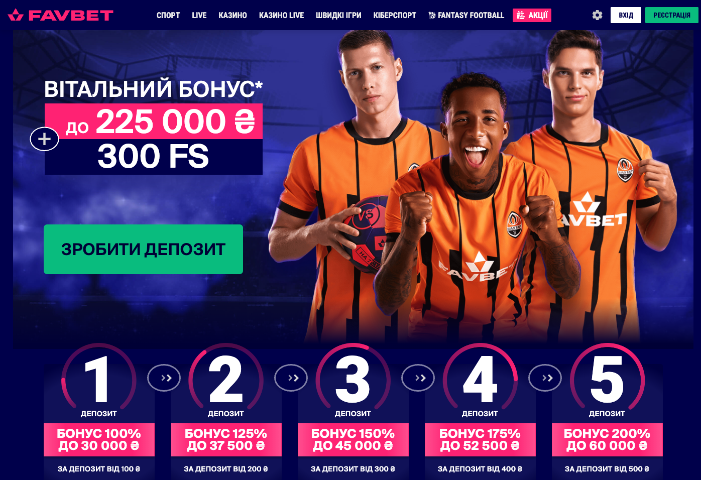 Вітальний бонус за реєстрацію Фавбет юа
