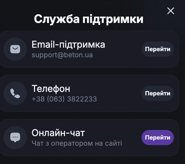 Вітальні бонуси за реєстрацію БЕТОН